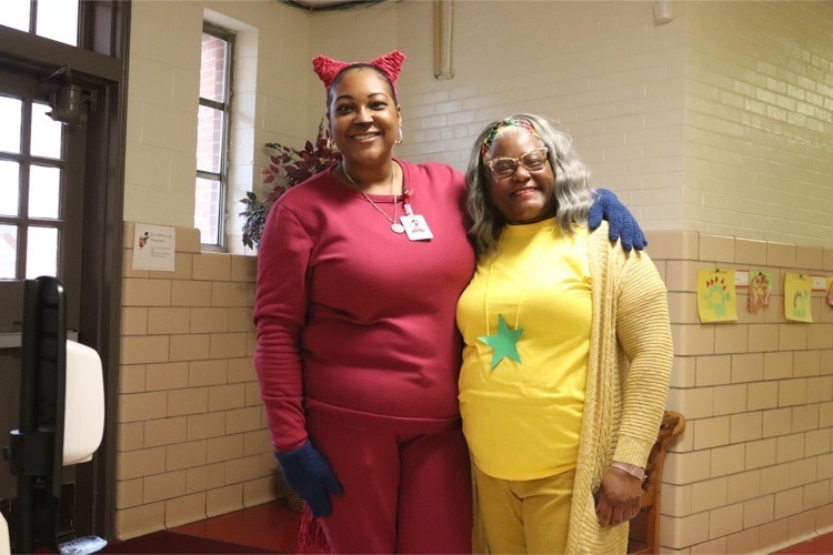 Clearview teachers in Dr. Seuss-inspired costumes