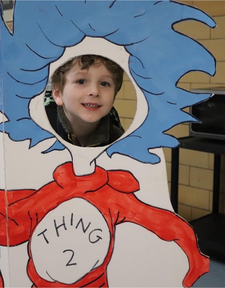 PHES student with Thing 1 and Thing 2 cutout. 