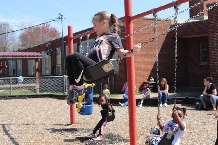 Clearview student on a swing