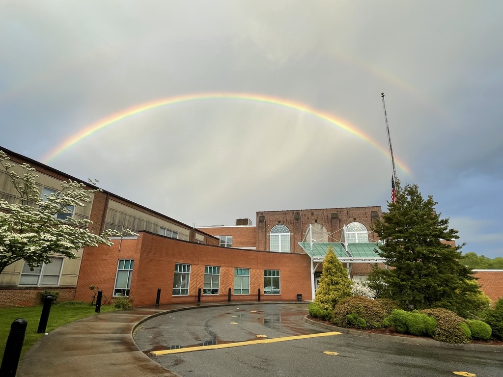 A double rainbow over Albert Harris Elementary School