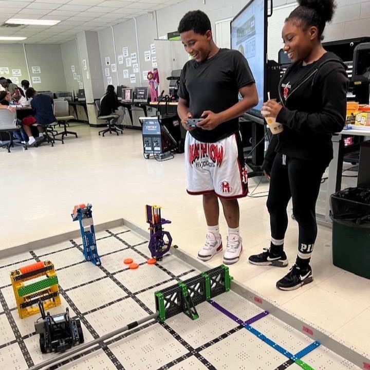 students operate their robot